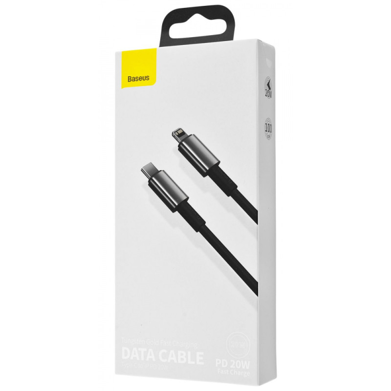 Кабель Baseus Tungsten Gold Type-C to Lightning PD 20W (1m) black