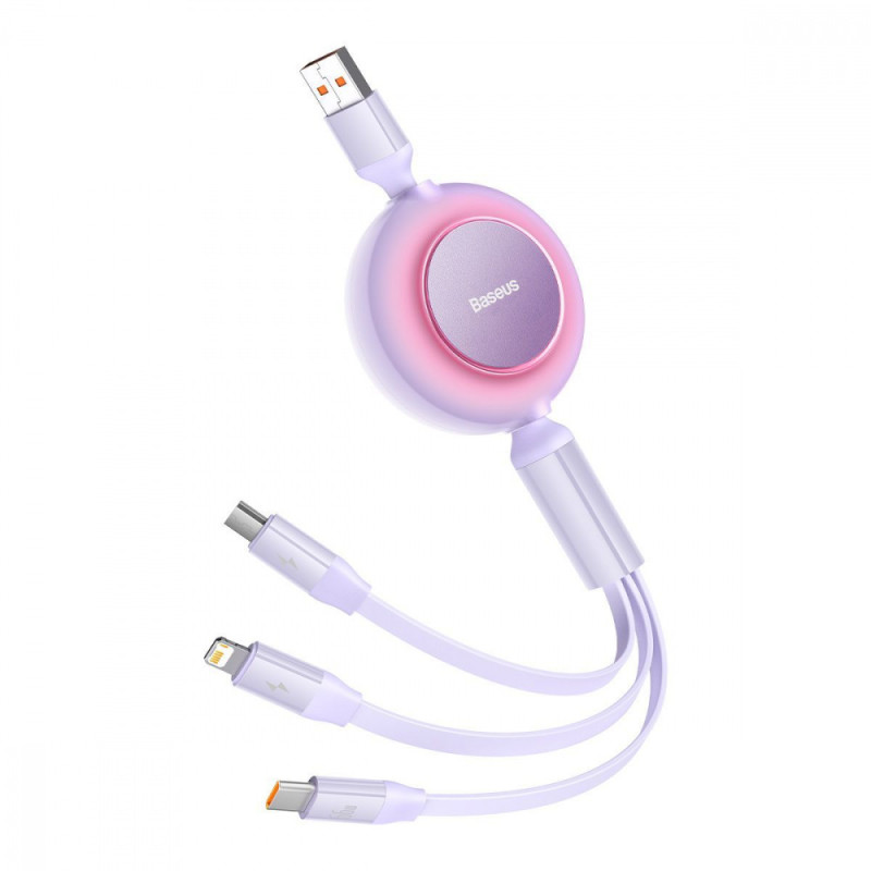 Кабель Baseus Bright Mirror 2 Series 3-in-1 (Micro USB+Lightning+Type-C) 66W (1.1m) green