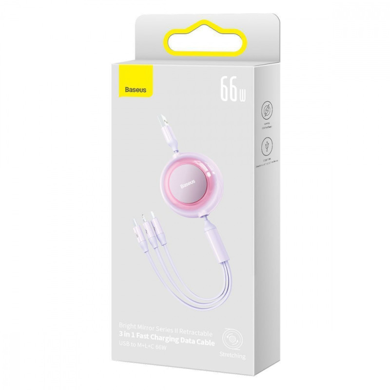 Кабель Baseus Bright Mirror 2 Series 3-in-1 (Micro USB+Lightning+Type-C) 66W (1.1m) green