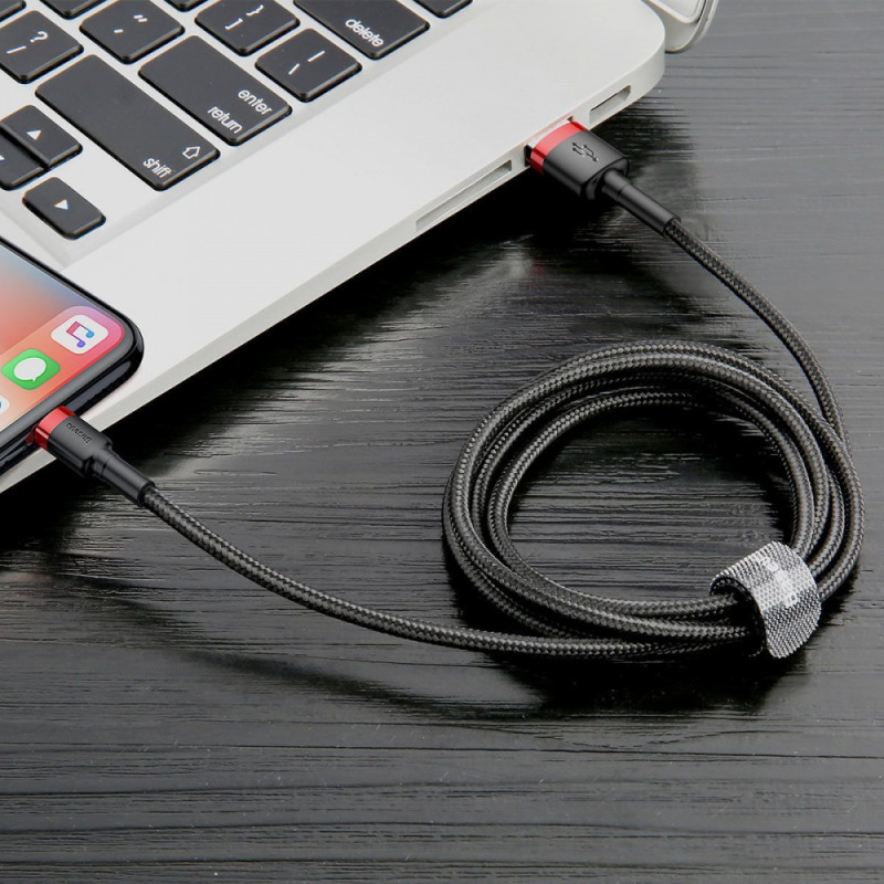 Кабель Baseus Cafule Lightning 2.4A (1m) red/black