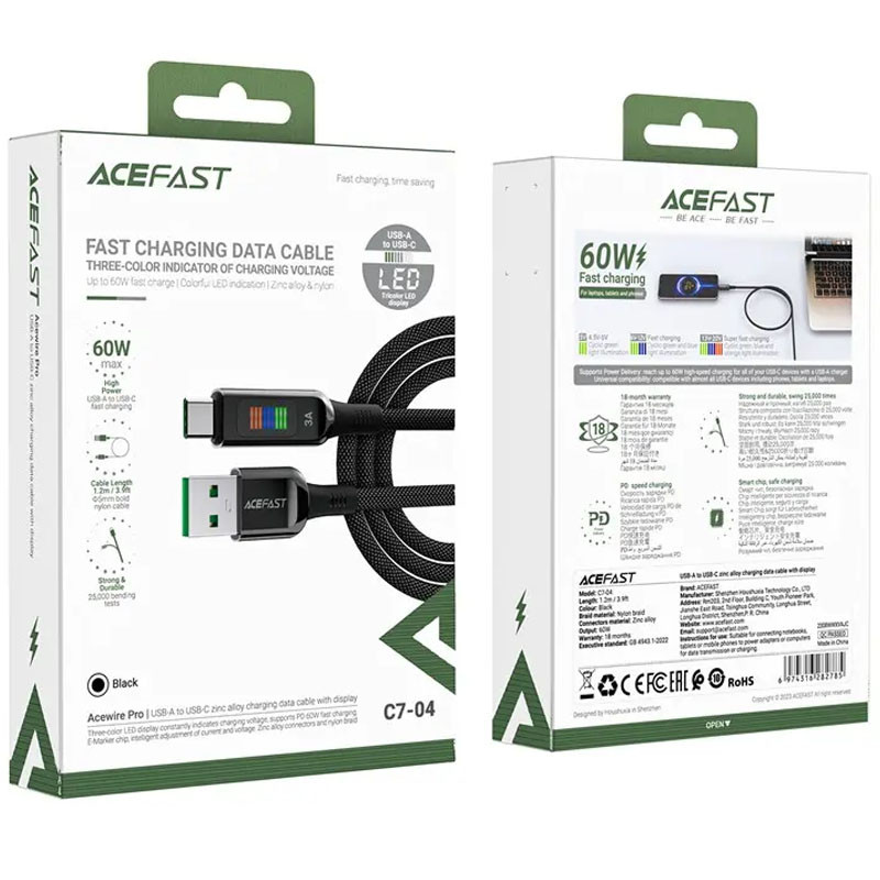 Дата кабель Acefast C7-04 USB-A to USB-C zinc alloy (1.2m)