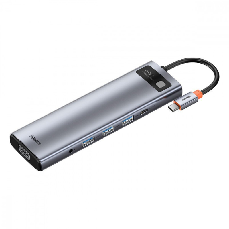 USB-Хаб Baseus Metal Gleam Series 5-in-1 30Hz Version (3xUSB3.0 + 4KHD + Type-C) gray