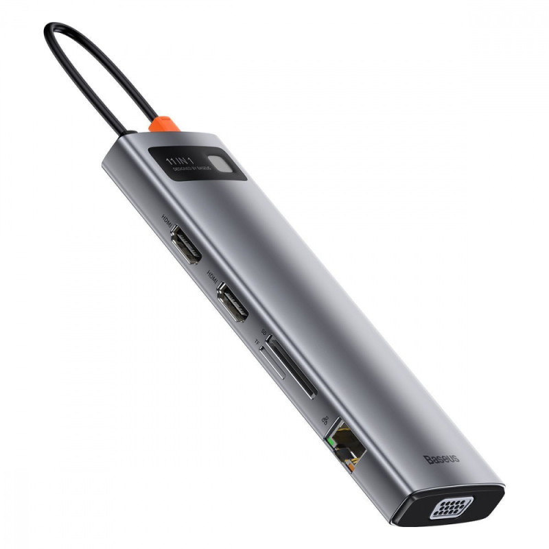 USB-Хаб Baseus Metal Gleam Series 5-in-1 30Hz Version (3xUSB3.0 + 4KHD + Type-C) gray