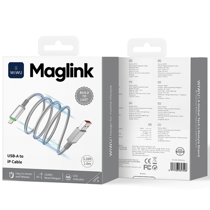 Дата кабель WIWU C081 Maglink USB to Lightning 12W (1m)
