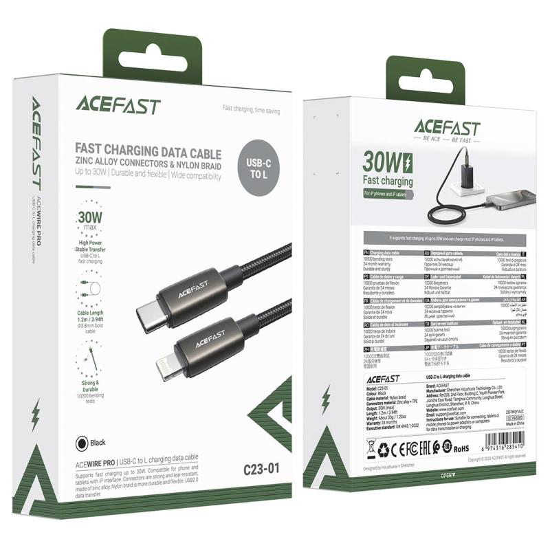Дата кабель Acefast C23-01 Type-C to Lightning 30W (1.2m)