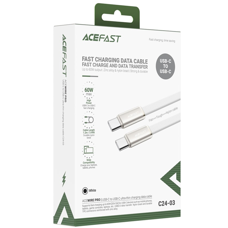 Дата кабель Acefast C24-03 Type-C to Type-C 60W (1.2m)