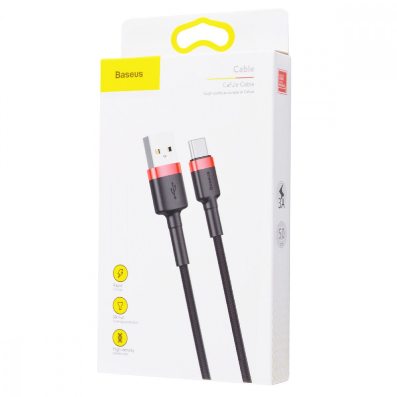 Кабель Baseus Cafule Type-C 3A (0.5m) gray/black
