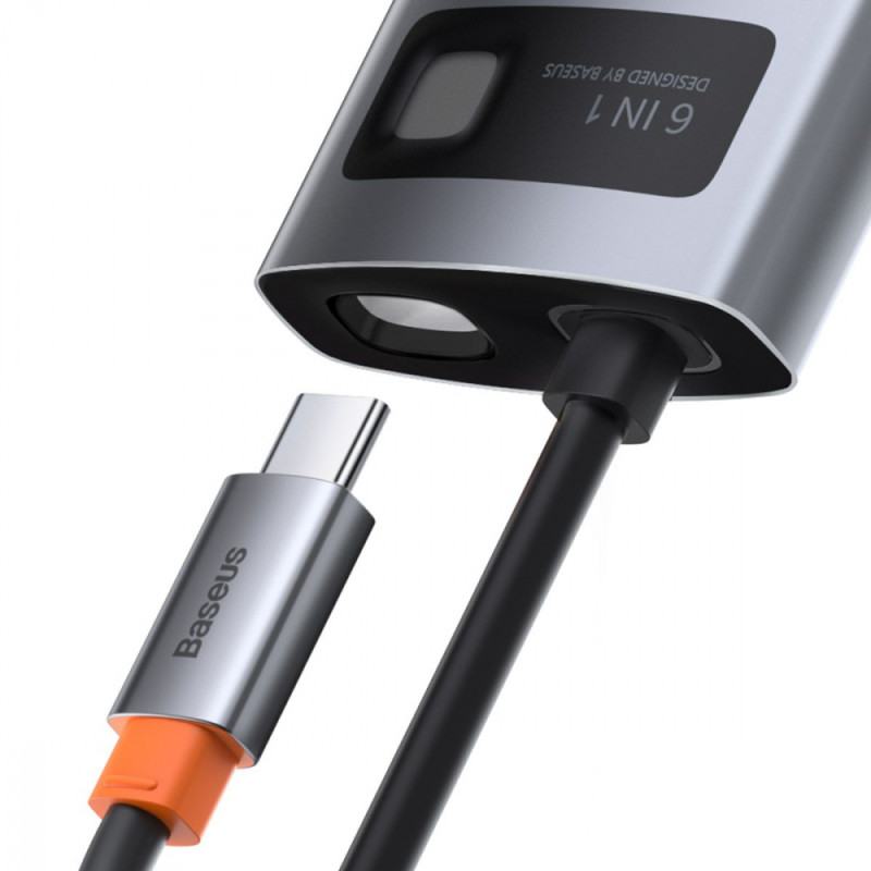 USB-Хаб Baseus Metal Gleam Series 6-in-1 Type-C. gray