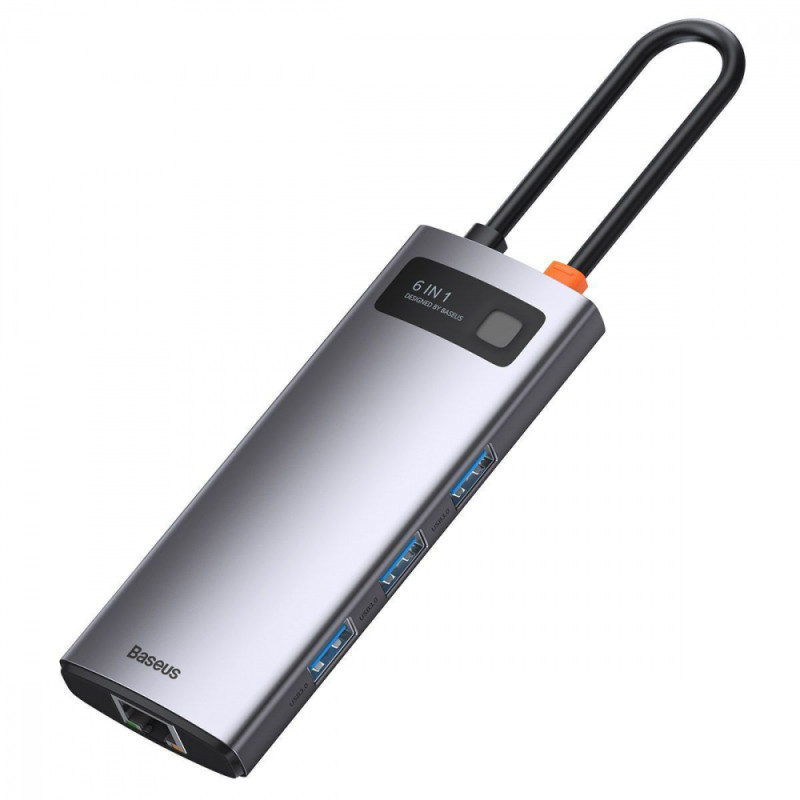 USB-Хаб Baseus Metal Gleam Series 6-in-1 Type-C. gray