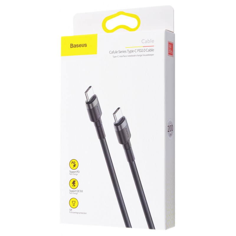 Уценка Дата кабель Baseus Cafule Type-C to Type-C PD2.0 60W (2m) (CATKLF-H)
