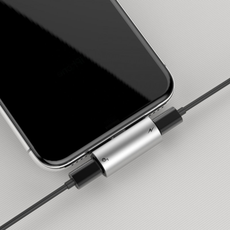 Перехідник AUX Baseus L46 Lightning to Lightning + Lightning black