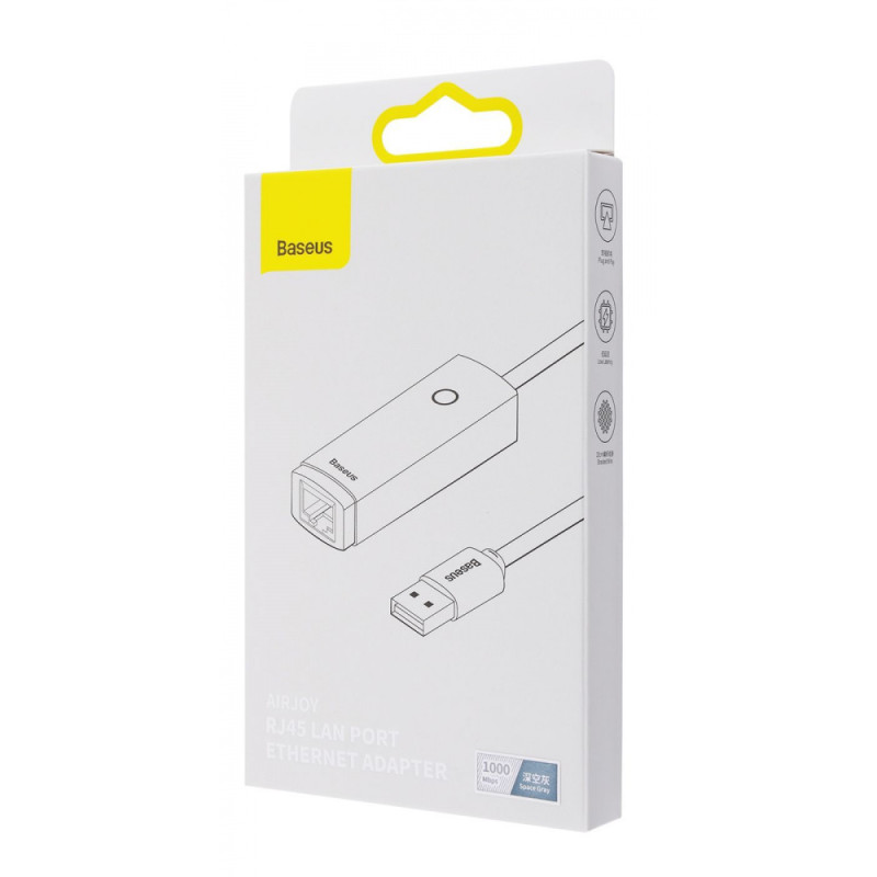 Перехідник Baseus Lite Series Ethernet 1000Mbps (USB to RJ45) gray