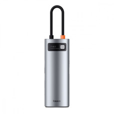 USB-Хаб Baseus Metal Gleam Series 7-in-1 (2xUSB3.0 + 4KHD + Type-C + Type-C PD+ TF + SD) gray