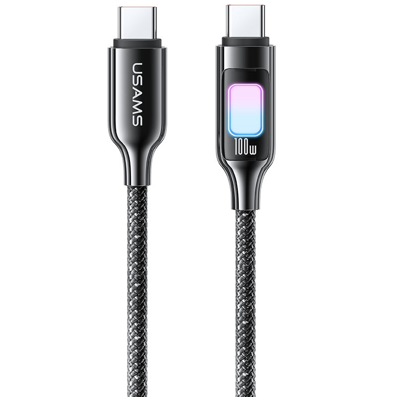 Дата кабель Usams US-SJ750 With Colorful Light TC Ser. Type-C to Type-C 100W (1.2m)