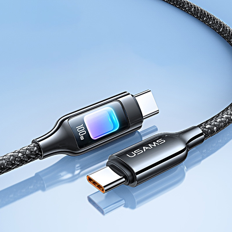 Дата кабель Usams US-SJ750 With Colorful Light TC Ser. Type-C to Type-C 100W (1.2m)