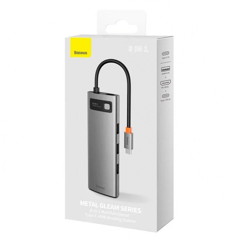 USB-Хаб Baseus Metal Gleam Series 8-in-1 Type-C gray