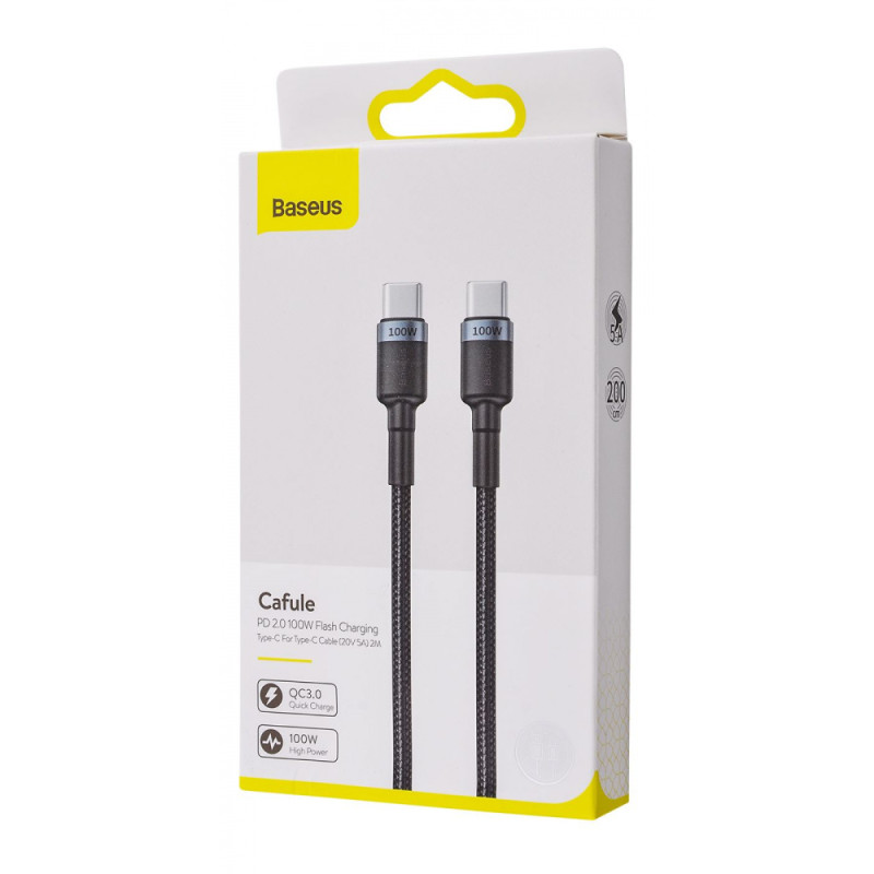 Кабель Baseus Cafule Flash Charging Type-C to Type-C PD 2.0 100W (2m) red/black