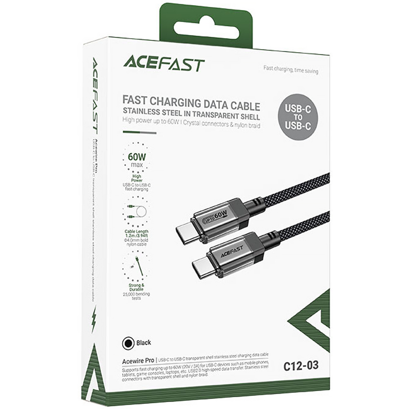Дата кабель Acefast C12-03 Type-C to Type-C 60W (1.2m)