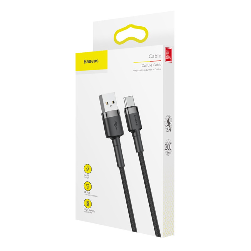 Дата кабель Baseus Cafule USB to Type-C Cable 3A (0.5m) (CATKLF-A)