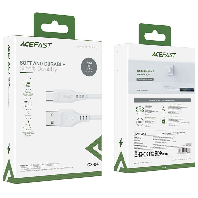 Дата кабель Acefast C3-04 USB-A to USB-C TPE (1.2m)