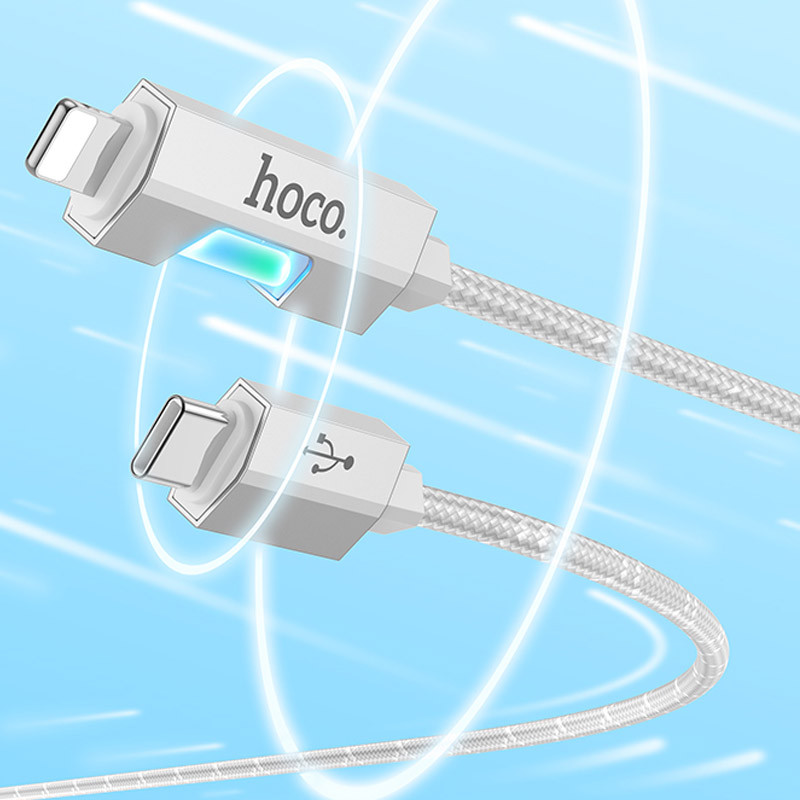 Дата кабель Hoco U123 Regent colorful 27W Type-C to Lightning (1.2m)