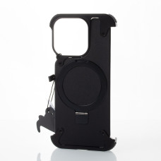 Металевий чохол MagSafe LEATHER METAL FRAME для телефону iPhone 14 Pro Max чорний