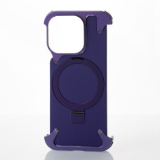 Металевий чохол MagSafe LEATHER METAL FRAME для телефону iPhone 14 Pro Max фіолетовий