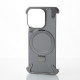 Металевий чохол MagSafe LEATHER METAL FRAME для телефону iPhone 15 Pro Max сірий