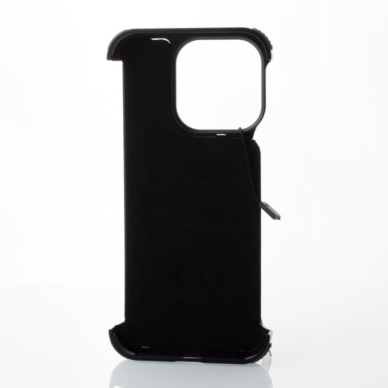 Металевий чохол MagSafe LEATHER METAL FRAME для телефону iPhone 14 Pro чорний
