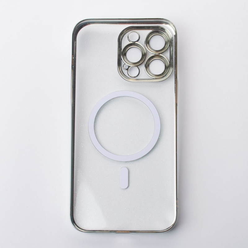 Пластиковий чохол MagSafe "Glitter" для iPhone 14 Pro срібний