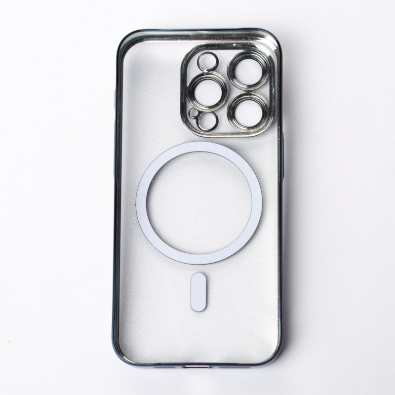 Пластиковий чохол MagSafe "Glitter" для iPhone 15 Pro Max темно-синій