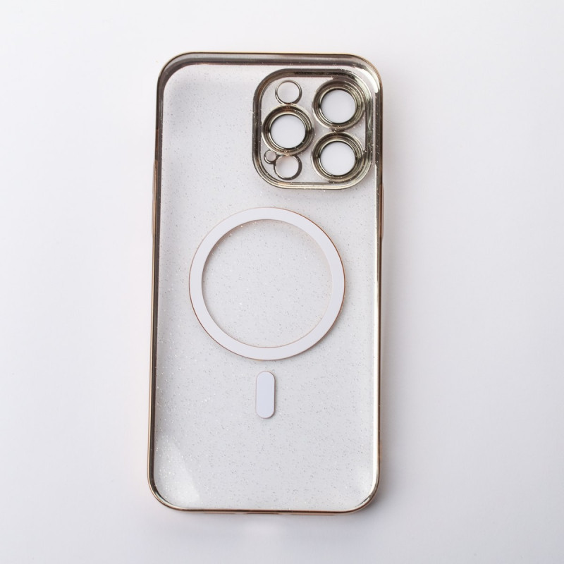 Пластиковий чохол MagSafe "Glitter" для iPhone 14 Pro Max золотий