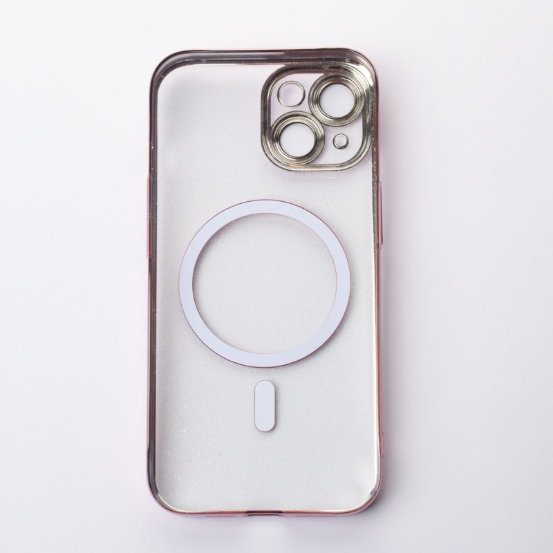 Пластиковий чохол MagSafe "Glitter" для iPhone 15 рожеве золото