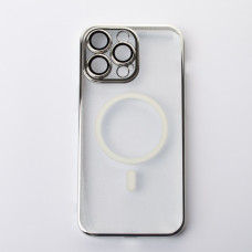 Пластиковий чохол MagSafe "Glitter" для iPhone 14 Pro Max срібний