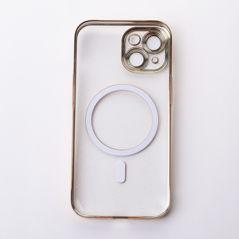 Пластиковий чохол MagSafe "Glitter" для iPhone 15 золотий