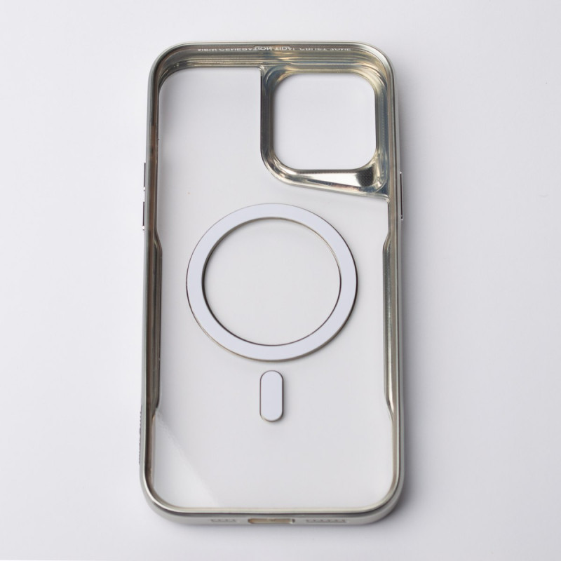 Пластиковий чохол MagSafe NEWZONE для телефону iPhone 15 Pro срібний