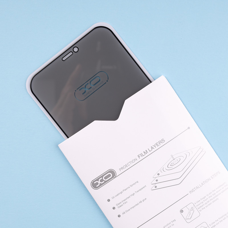 Захисне скло XO-FC3 для iPhone 12 Pro Max (антишпіон) чорний