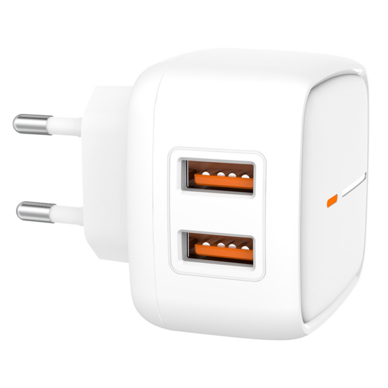 Мережевий зарядний пристрій XO 2USB/2.4A (L61) білий