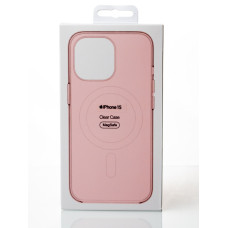 Пластиковий чохол OrigCase "Clear" with MagSafe для телефону iPhone 15 пудра