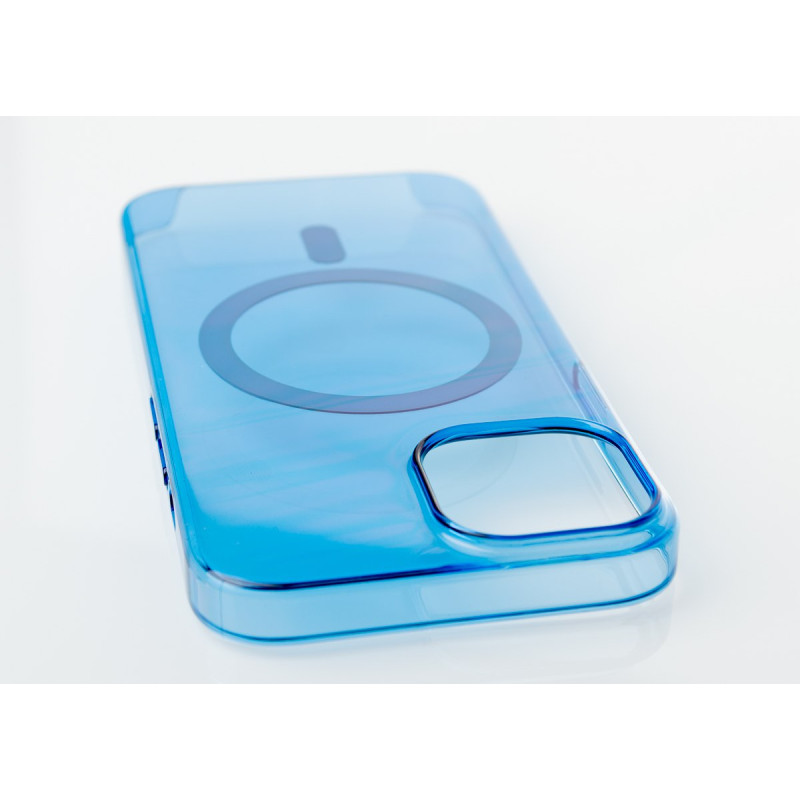 Пластиковий чохол OrigCase "Clear" with MagSafe для телефону iPhone 15 Pro синій