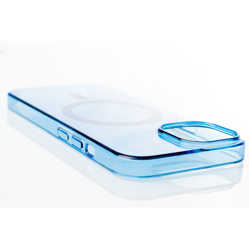 Пластиковий чохол OrigCase "Clear" with MagSafe для телефону iPhone 15 Pro синій