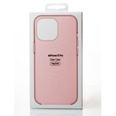 Пластиковий чохол OrigCase "Clear" with MagSafe для телефону iPhone 15 Pro пудра