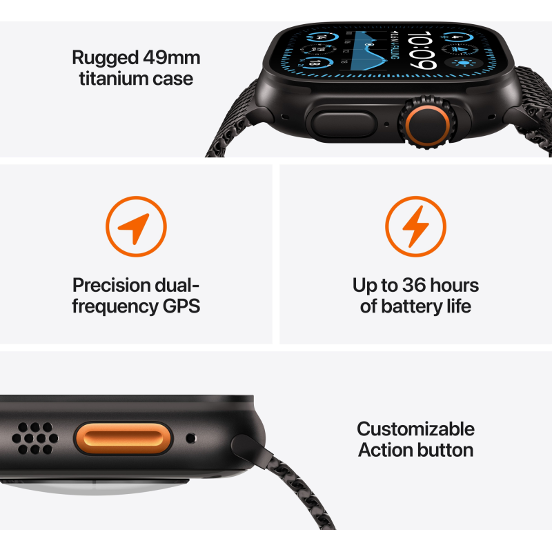 Apple Watch Ultra 2 2024 GPS + Cellular 49mm Black Titanium Case with Black Ocean Band (MX4P3) Оригінальний, Новий