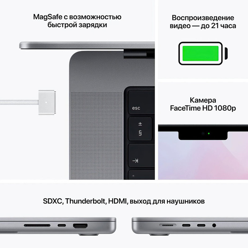 Ноутбук APPLE MacBook Pro 16" M1 MAX 1TB 2021 Space Grey MK1A3 Оригінальний, Новий