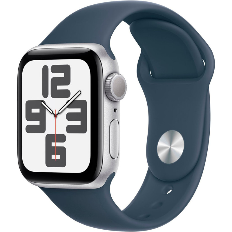 Смартгодинник Apple Watch SE GPS 40mm Silver Aluminium Case with Storm Blue Sport Band – S/M Оригінальний, Новий