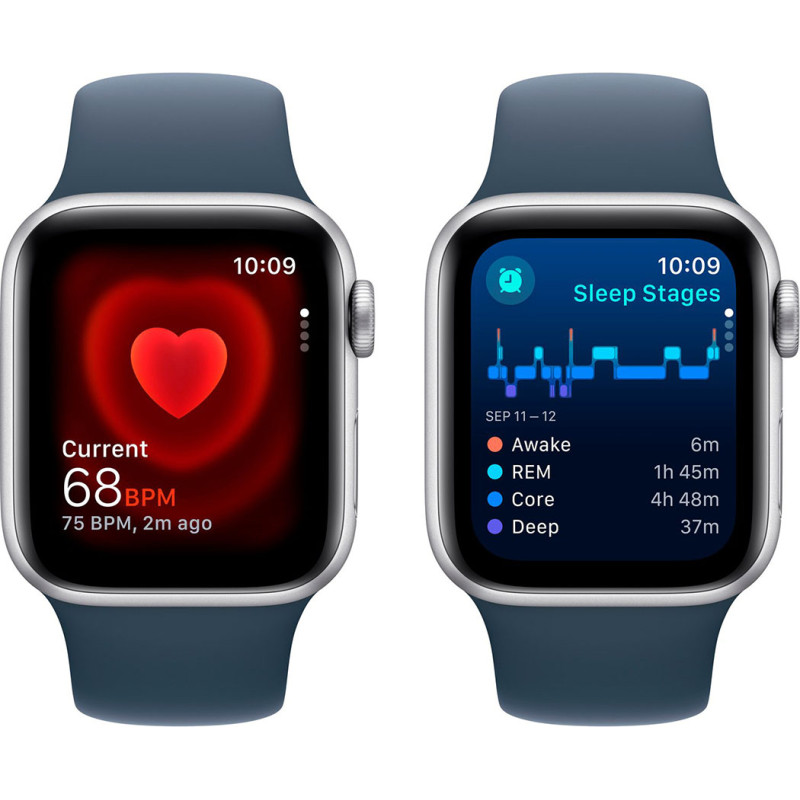 Смартгодинник Apple Watch SE GPS 40mm Silver Aluminium Case with Storm Blue Sport Band – S/M Оригінальний, Новий
