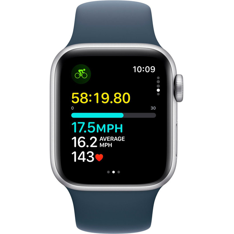 Смартгодинник Apple Watch SE GPS 40mm Silver Aluminium Case with Storm Blue Sport Band – S/M Оригінальний, Новий