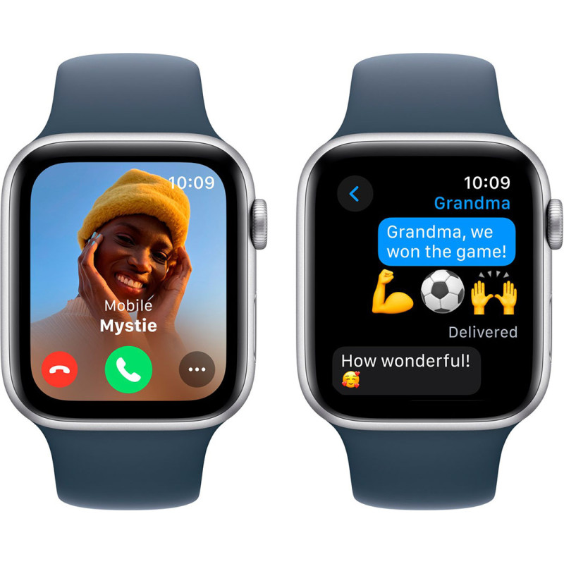 Смартгодинник Apple Watch SE GPS 44mm Silver Aluminium Case with Storm Blue Sport Band – S/M Оригінальний, Новий