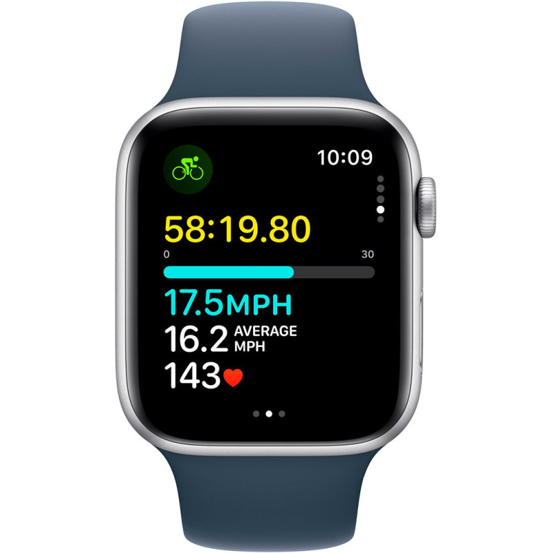 Смартгодинник Apple Watch SE GPS 44mm Silver Aluminium Case with Storm Blue Sport Band – S/M Оригінальний, Новий