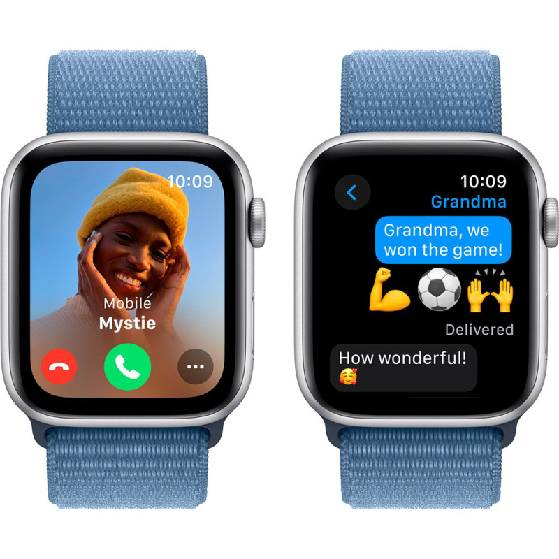 Смартгодинник Apple Watch SE GPS 44mm Silver Aluminium Case with Winter Blue Sport Loop Оригінальний, Новий